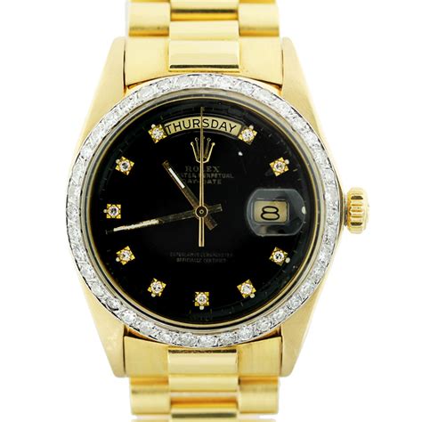 rolex presidential gold black dial|rolex presidential 40mm white gold.